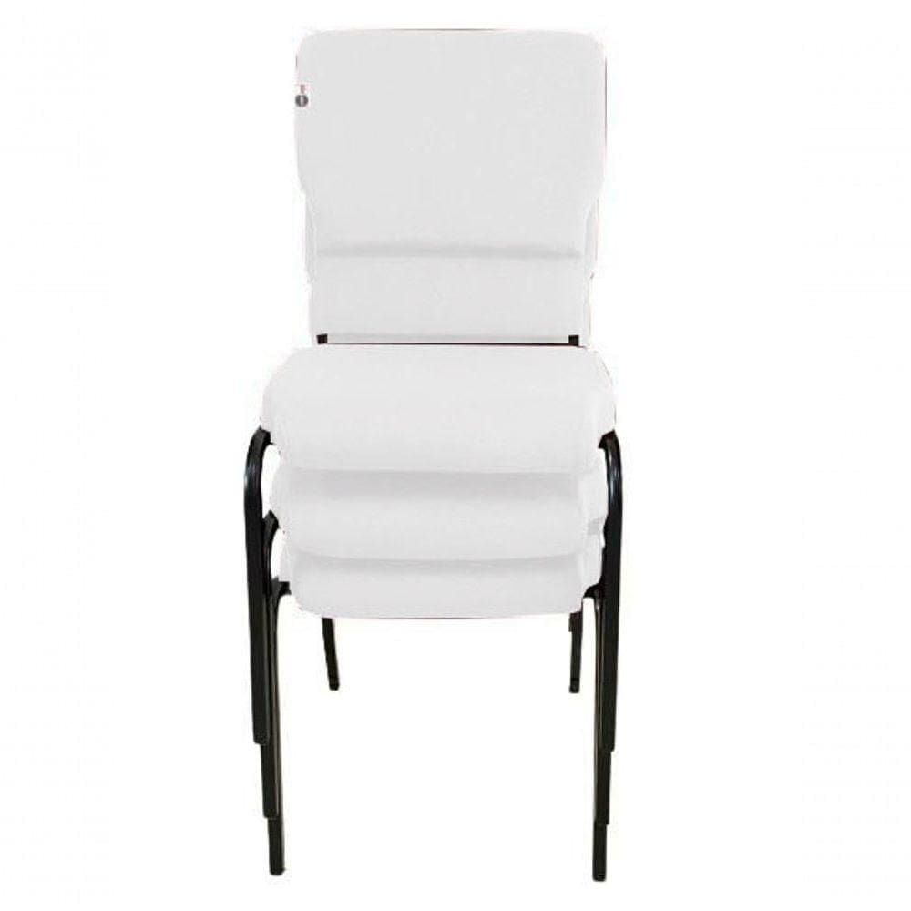 03 Cadeiras Empilhável Para Igrejas Evangélicas Linha Church Branco