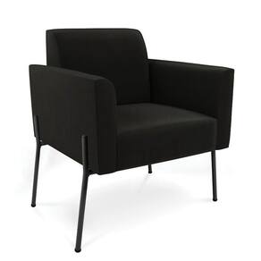 Poltrona Pé De Ferro Preto Para Sala Marisa Suede Preto D03 - D`rossi