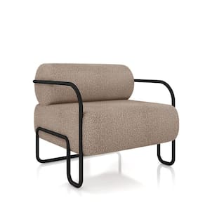 Poltrona Sala De Estar Industrial Preto Ameli Bouclê Creme K01 - D`rossi