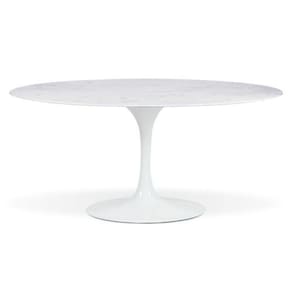 Mesa De Jantar Saarinen Oval 120x80 Cm Mármore Branco Extra Base Branca
