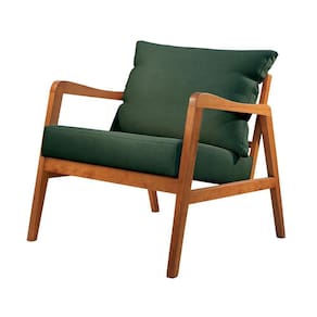 Poltrona Decorativa Bia Luxo Base Em Madeira Maciça Castellar Móbile Verde