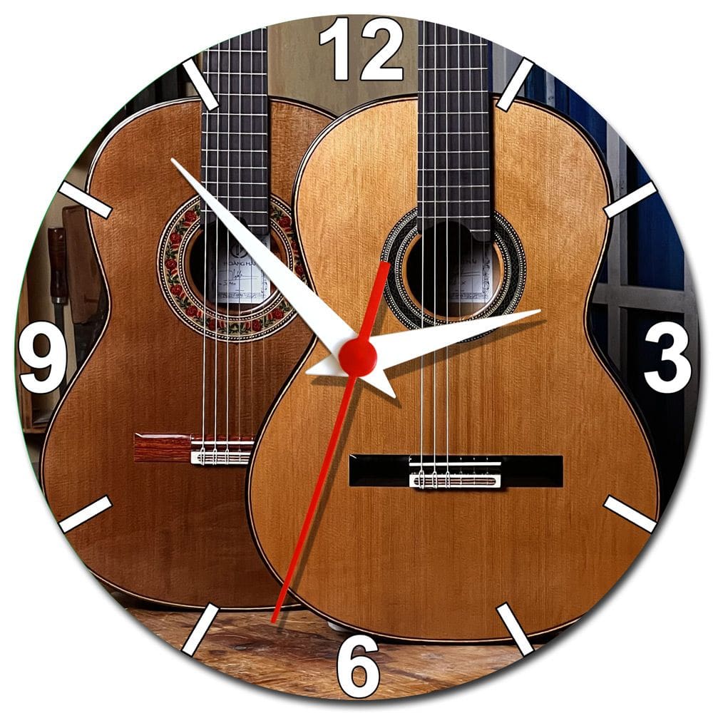 Relógio de Parede Decoração com Violão - Relógio de Violão