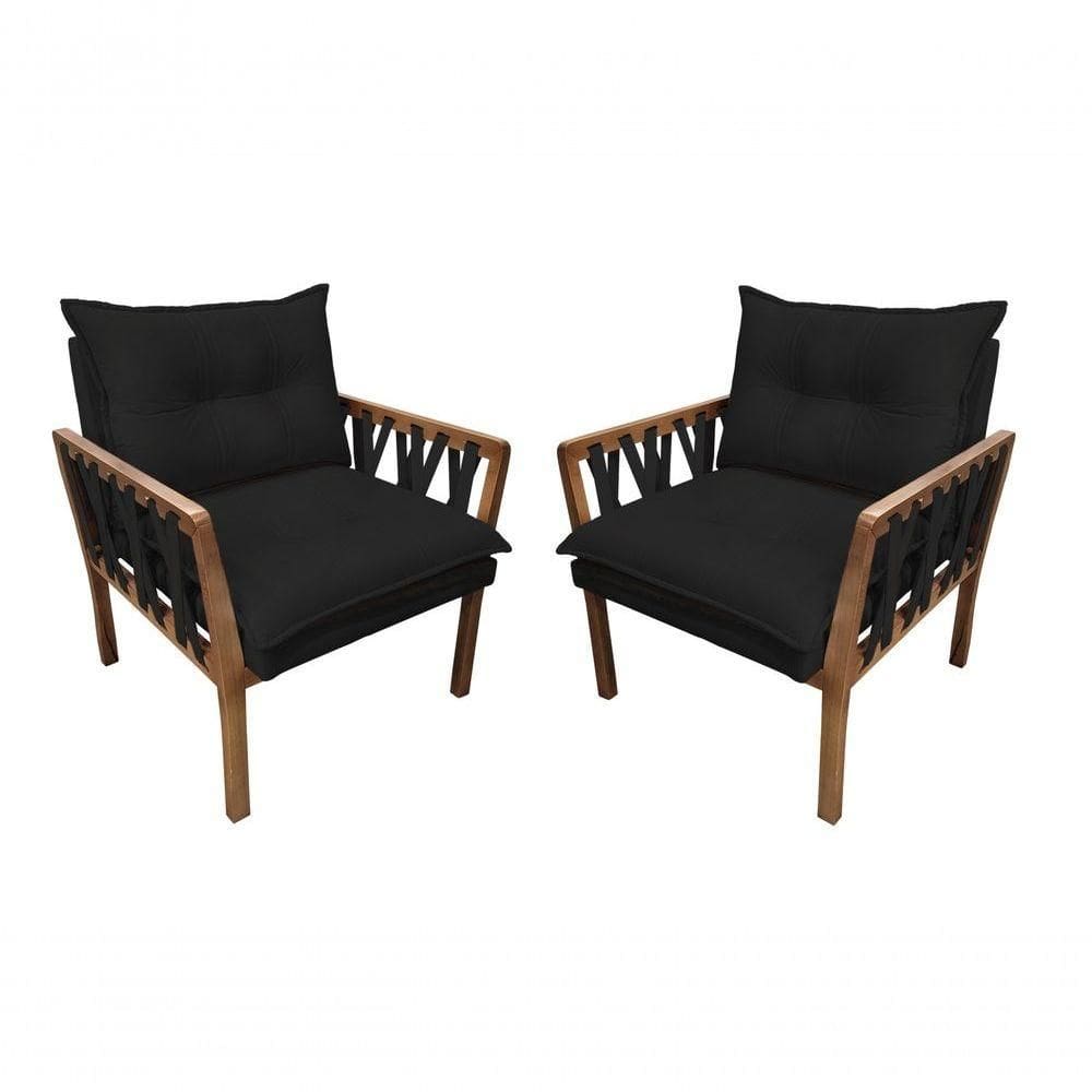 Kit 2 Poltronas Decorativa Luxo Safira Dora Bela Cor 0131