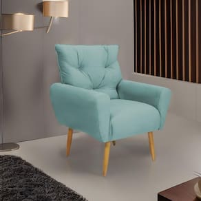 Poltrona Decorativa Para Denver Veludo Matrix - Verde Agua Verde Agua