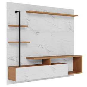 Painel Para Tv 58 Pol Com Bancada Goiás C05 Calacatta Freijó Branco Neve Mpozenato