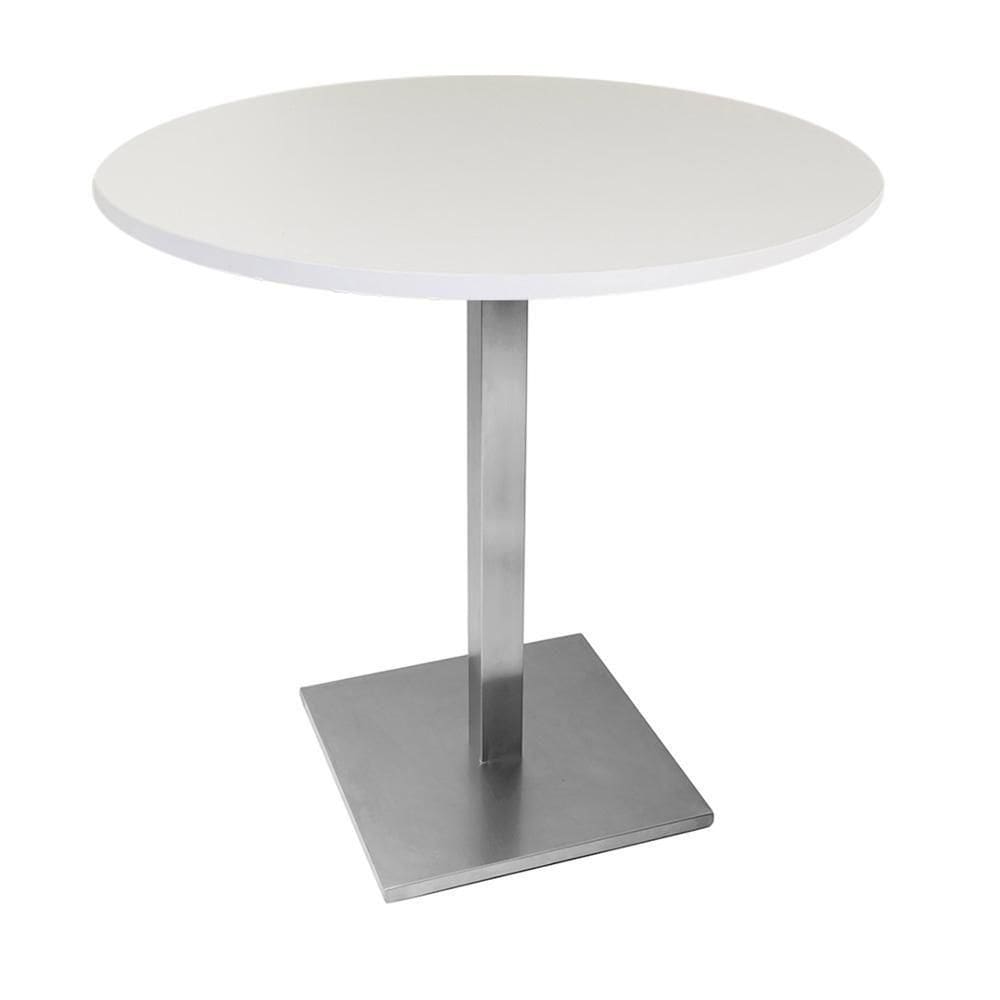 Mesa Alpha Inox 77,50 Cm (altura) Com Tampo Em Mdp Redonda 80 Cm Branco