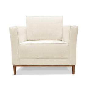 Poltrona Base De Madeira Sala De Estar Grace Linho S04 - D`rossi Cor Natural