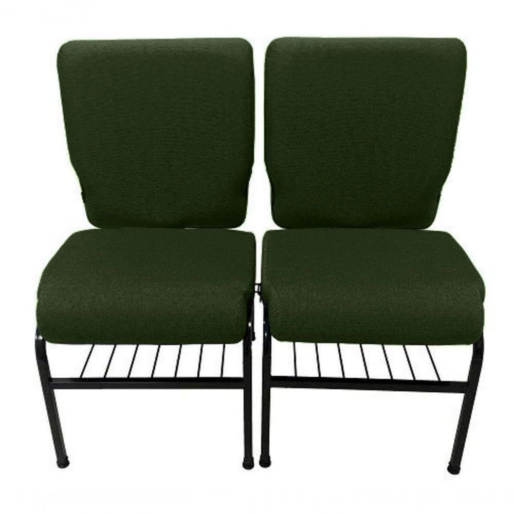 02 Cadeiras Para Igrejas C/ Porta Biblía E Porta Cálice Verde