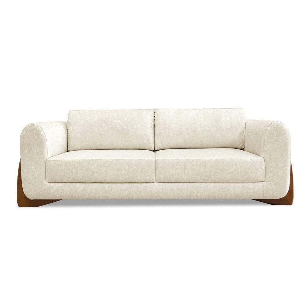 Sofá 2 Lugares Base De Madeira Clarissa 160 Cm Linho S04 - D`rossi Cor Natural