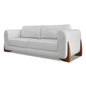 Sofá 3 Lugares Base De Madeira Clarissa 230 Cm Linho S04 - D`rossi Cor Grigio