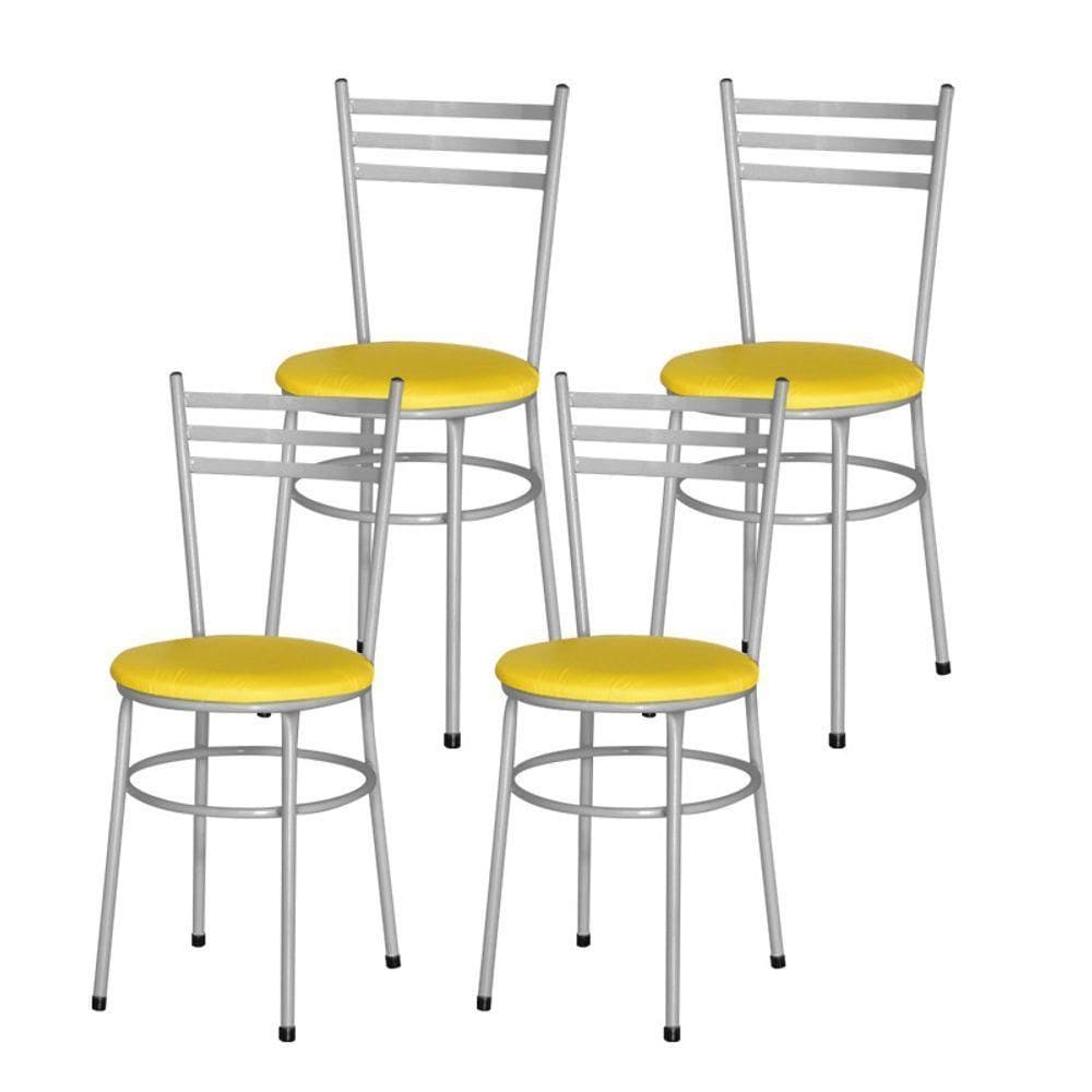 Conjunto 4 Cadeiras Epoxi Cinza Para Cozinha Cor:amarelo