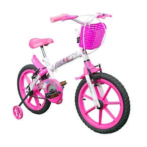 Bicicleta Track Bike Aro 16 Pink C/ Cestinha Cor Branco/rosa