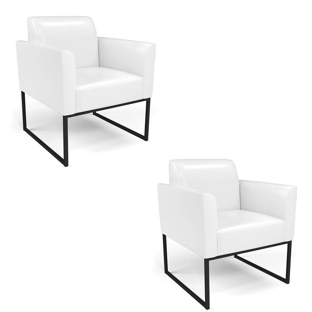 Kit 2 Poltronas Base Industrial Preto Marisa Corano Branco D03 - D`rossi