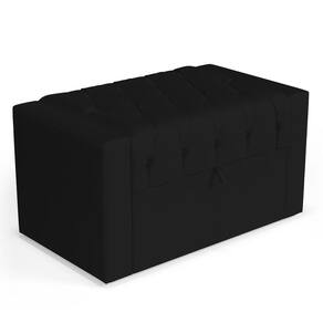 Calçadeira Báu Solteiro Atena 90cm Capitonê Sintético Preto - Desk Design