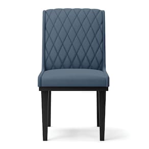 Cadeira Sala De Jantar Base Madeira Preto Kit 4 Sofia Suede D03 - D`rossi Cor Azul Marinho