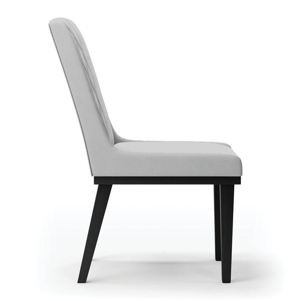 Cadeira Sala De Jantar Base Madeira Preto Kit 2 Sofia Suede D03 - D`rossi Cor Cinza