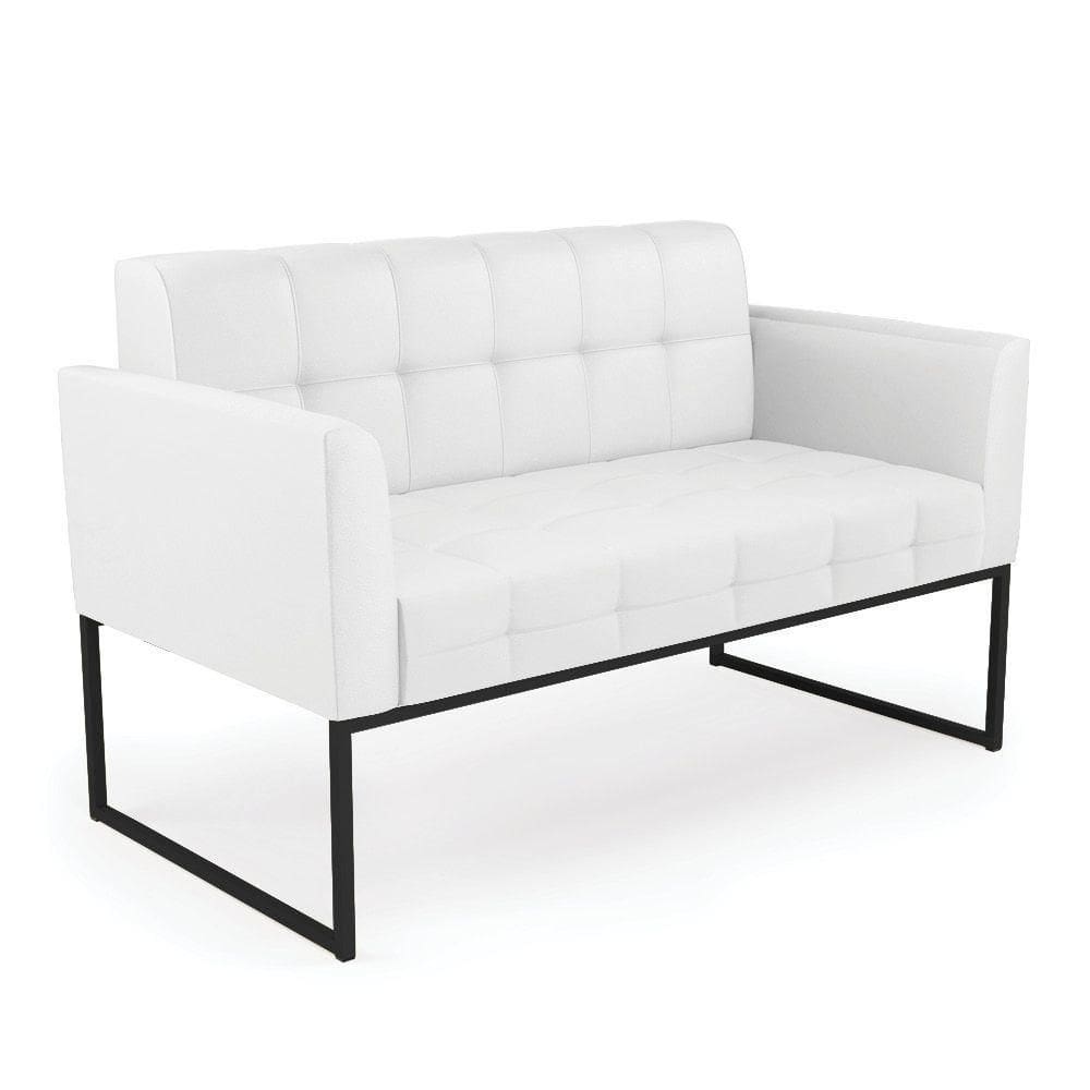 Sofá Namoradeira Elisa Corino Base Metálica Industrial Preto - D`rossi Branco
