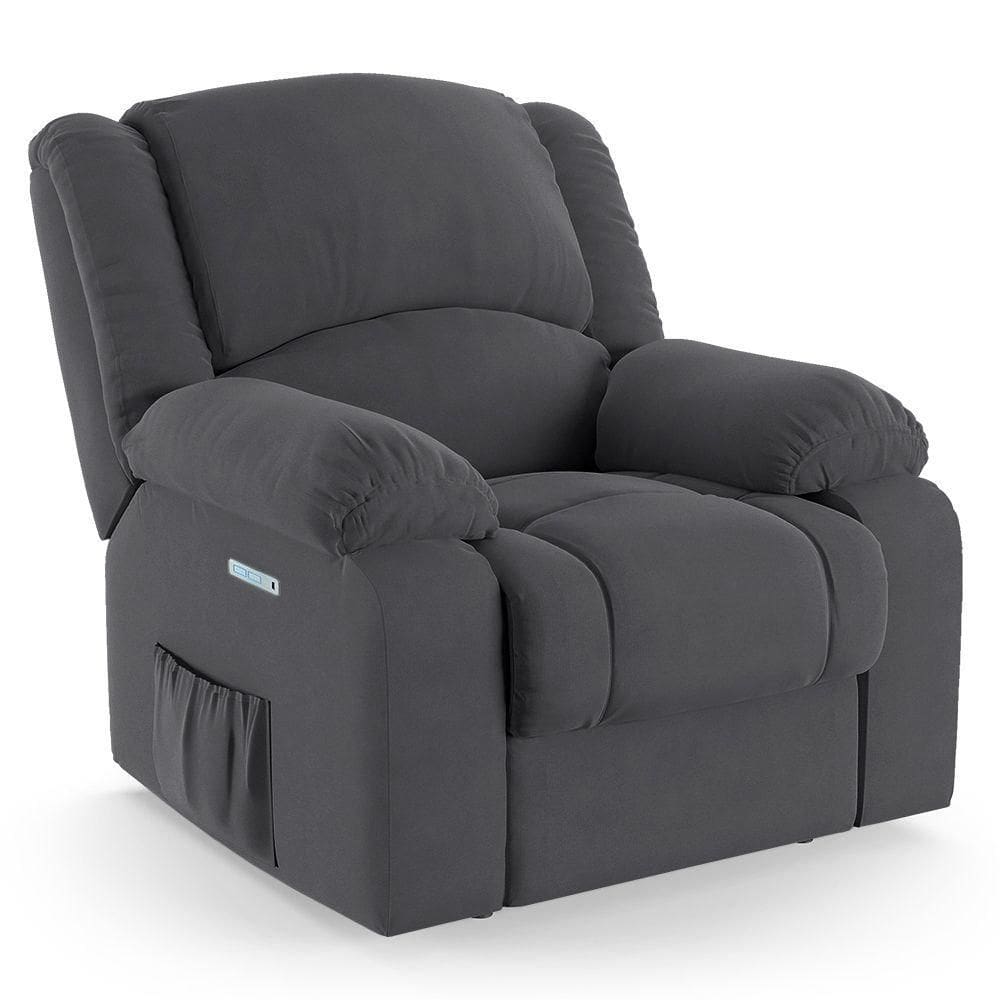 Poltrona Do Papai Reclinável Melim Elétrica Led Veludo Fh1 - D`rossi Cor Cinza