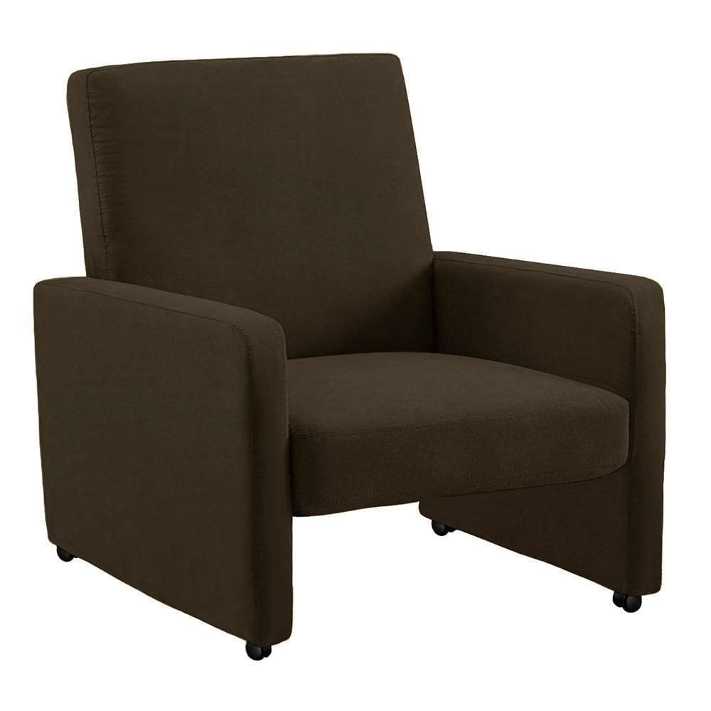 Poltrona Mirella Suede Com Rodízios - D`rossi Cor Marrom