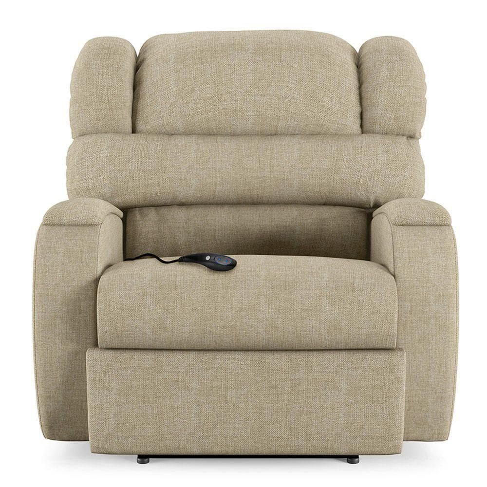 Poltrona Do Papai Sala De Cinema Reclinável Manchester Controle Elétrico Linho Bege