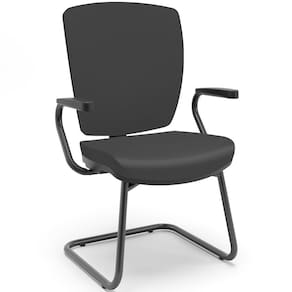 Cadeira De Escritório Fixa Executiva Office Preto Slim Alta Flexi P03 Vinil Preto