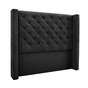 Cabeceira Cama Box Queen 160cm E Recamier Vicenza Veludo Preto S04 - D`rossi