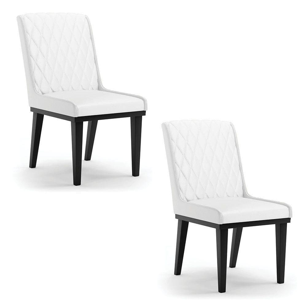 Cadeira Sala De Jantar Base Madeira Preto Kit 2 Sofia Sintético Branco D03 - D`rossi