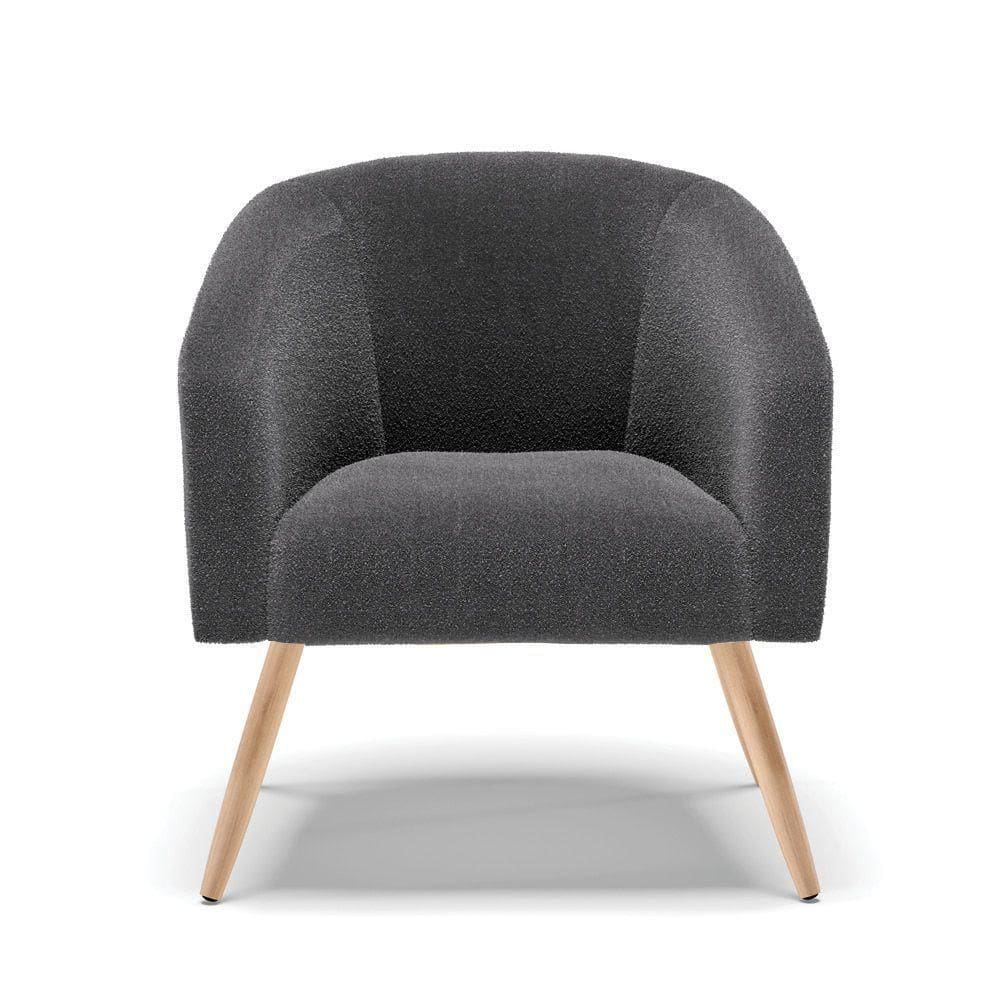 Poltrona Stella Bouclê Pés Palito Natural - D`rossi Cor Grafite