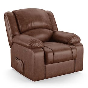 Poltrona Do Papai Reclinável Melim Power Touch Massagem Pu Marrom Brilho Fh1 - D`rossi
