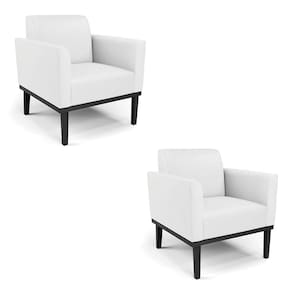 Kit 2 Poltronas Base De Madeira Fixa Preto Marisa Corino Branco D03 - D\`rossi