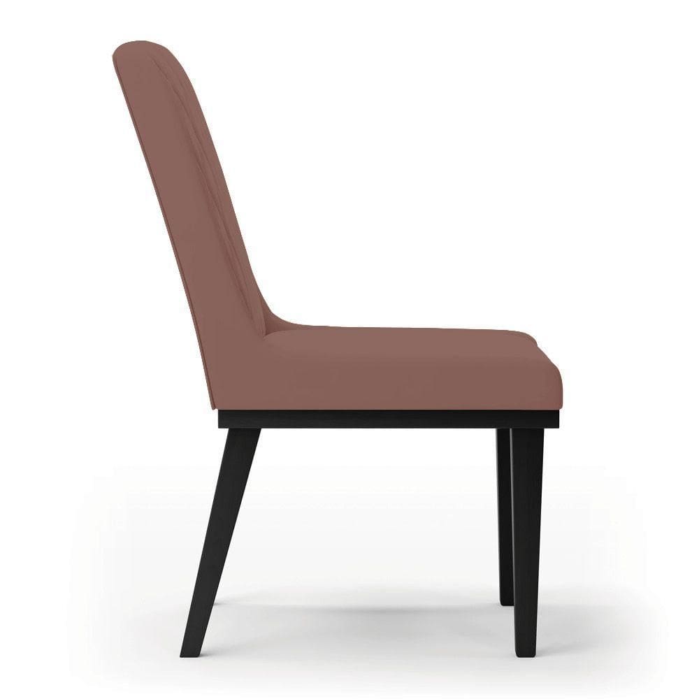 Cadeira Sala De Jantar Base Madeira Preto Kit 4 Sofia Veludo D03 - D`rossi Cor Rose