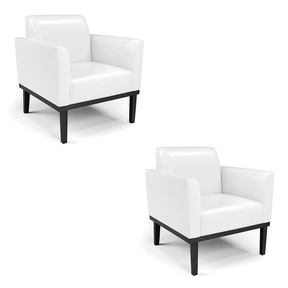 Kit 2 Poltronas Base De Madeira Fixa Preto Marisa Corano D03 - D\`rossi Cor Branco