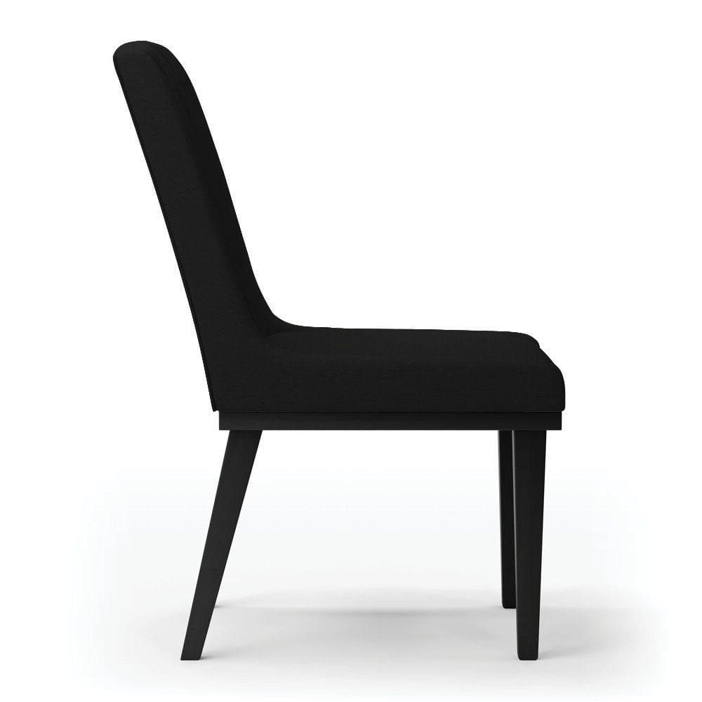 Cadeira Sala De Jantar Base Madeira Preto Kit 6 Sofia Linho D03 - D`rossi Cor Preto