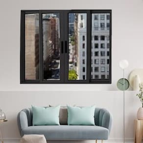 Janela Vitrô de Alumínio 4 Folhas Preto 120 x 150cm Linha 25 Preto