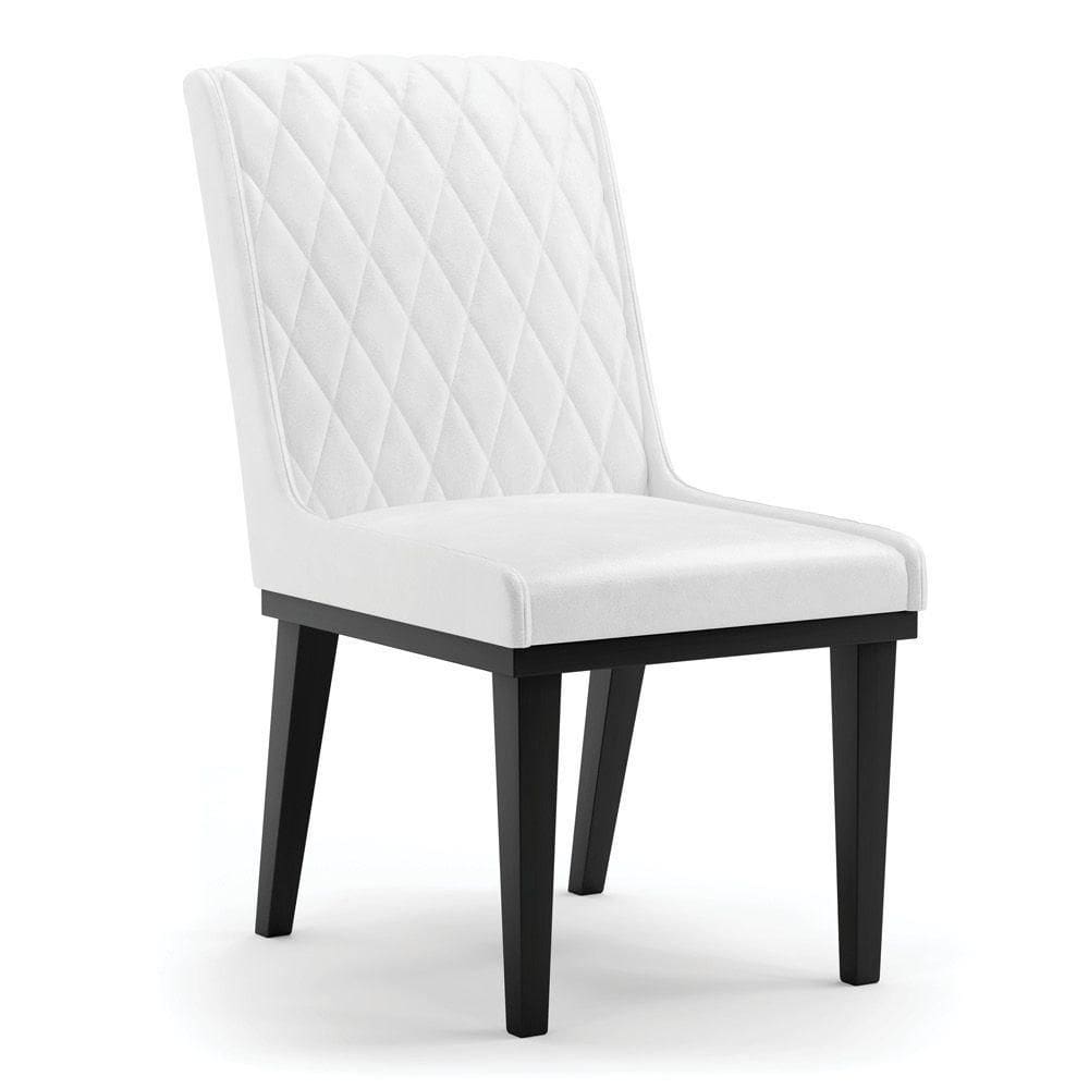 Cadeira Sala De Jantar Base Madeira Preto Sofia Sintético Pu D03 - D`rossi Cor Branco
