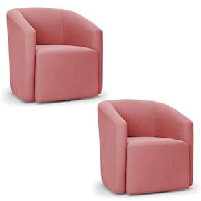 Kit 2 Poltronas Stella Max Suede Base Giratória - D`rossi Cor Rose
