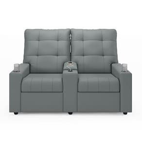Poltrona Reclinável Para Cinema Parma 2 Lugares Baú Usb Pu Fh1 - D`rossi Cor Cinza