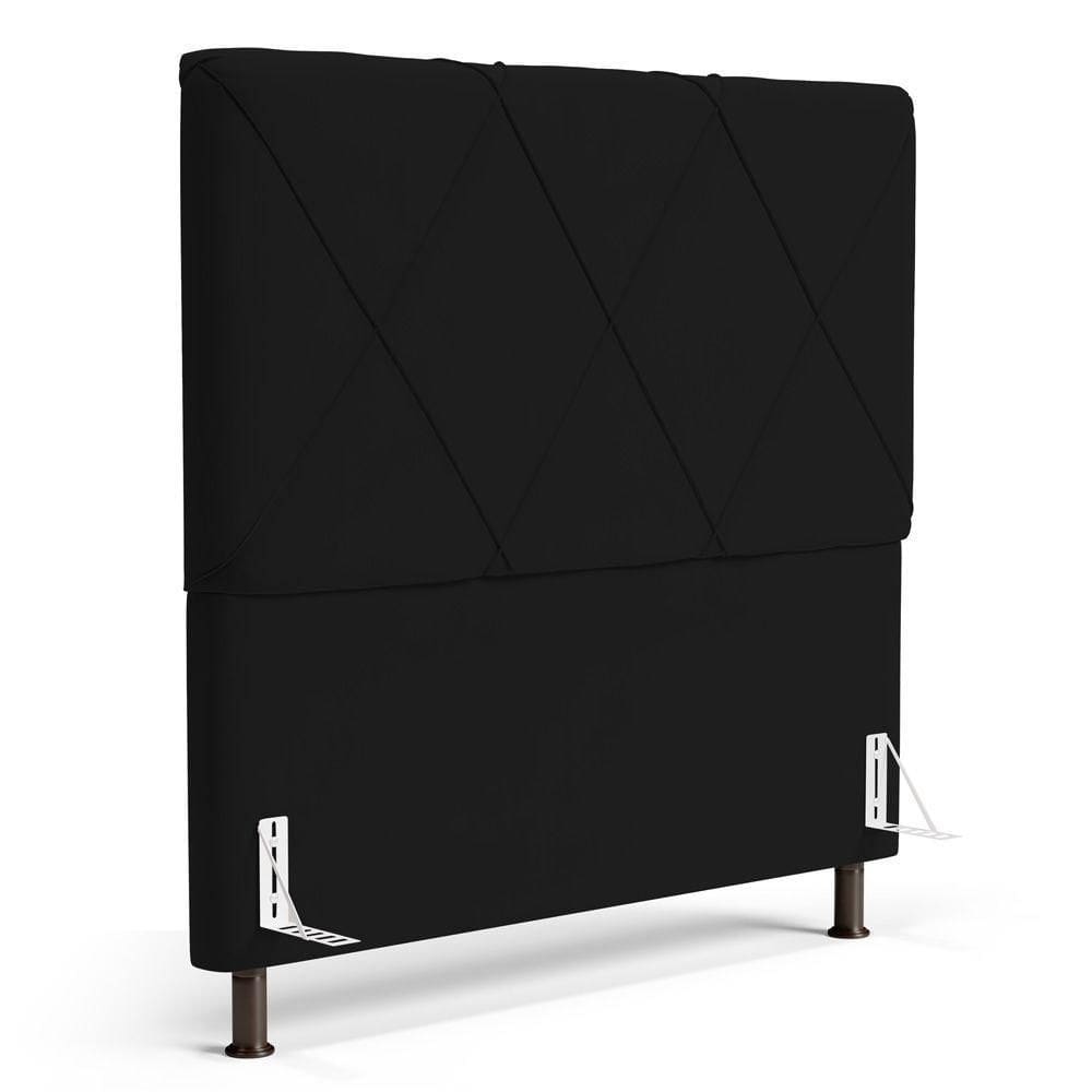 Cabeceira Cama Box Casal Mel 140cm Com Frame Sintético Preto - Desk Design
