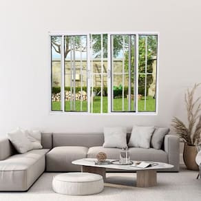 Janela Vitrô de Alumínio 4 Folhas 100 x 100cm Modular com Grade Esquadrias Bergame Branco