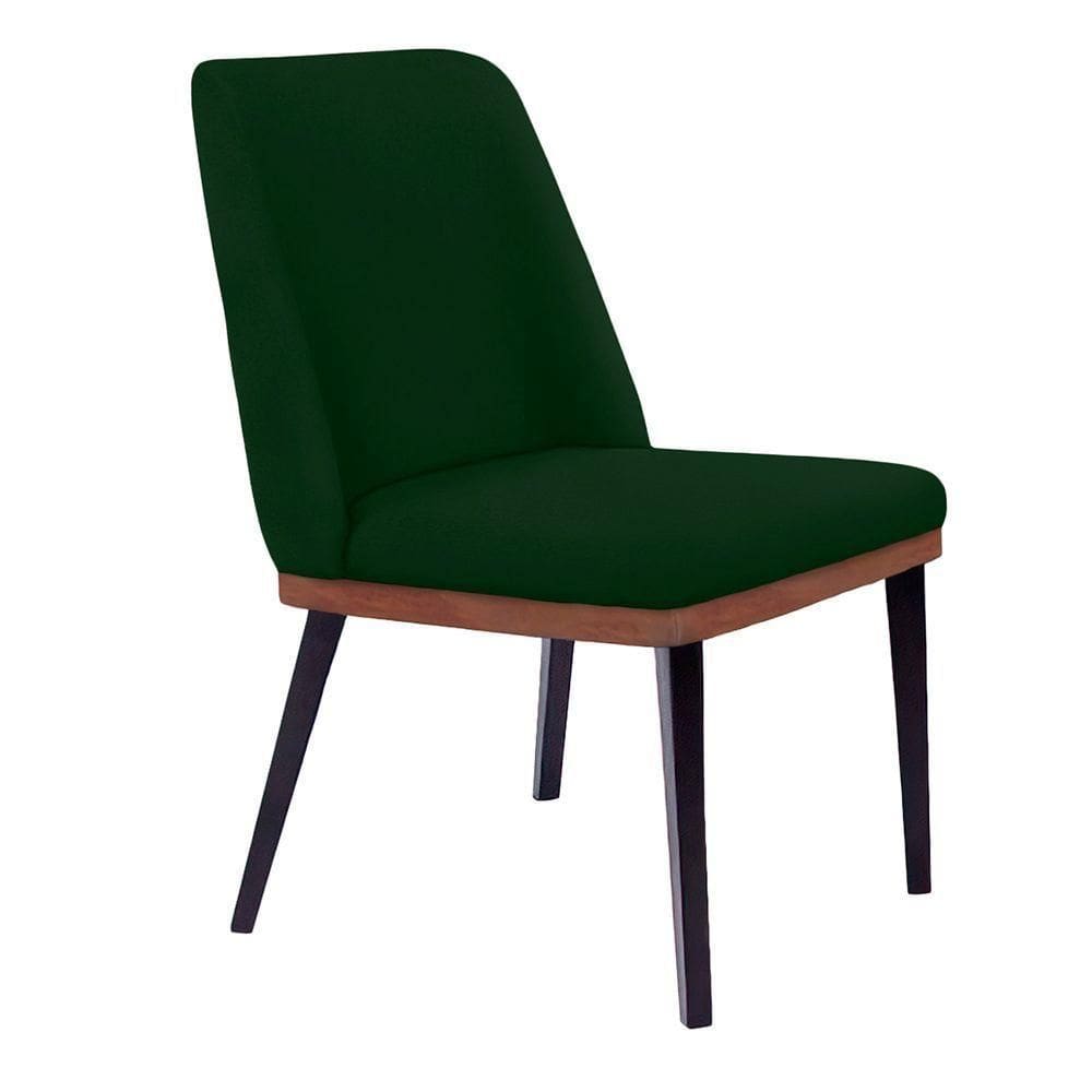 Cadeira De Jantar Bahia Suede Verde Pés Chanfrado Tabaco - D`rossi