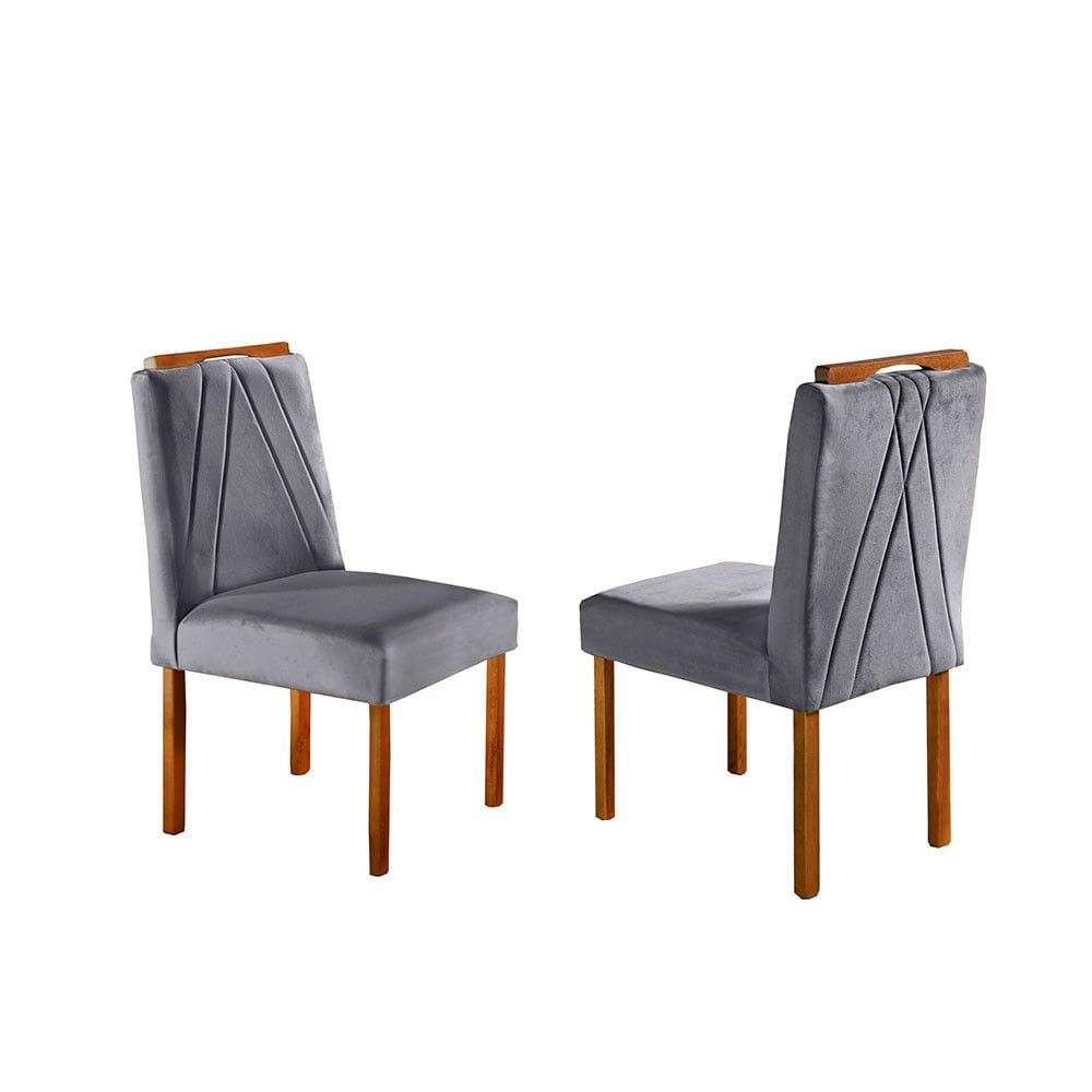 Conjunto Natalle Mesa Redonda 1,0m e 4 Cadeiras Madeira Maciça Móveis Mundial Móveis Mix