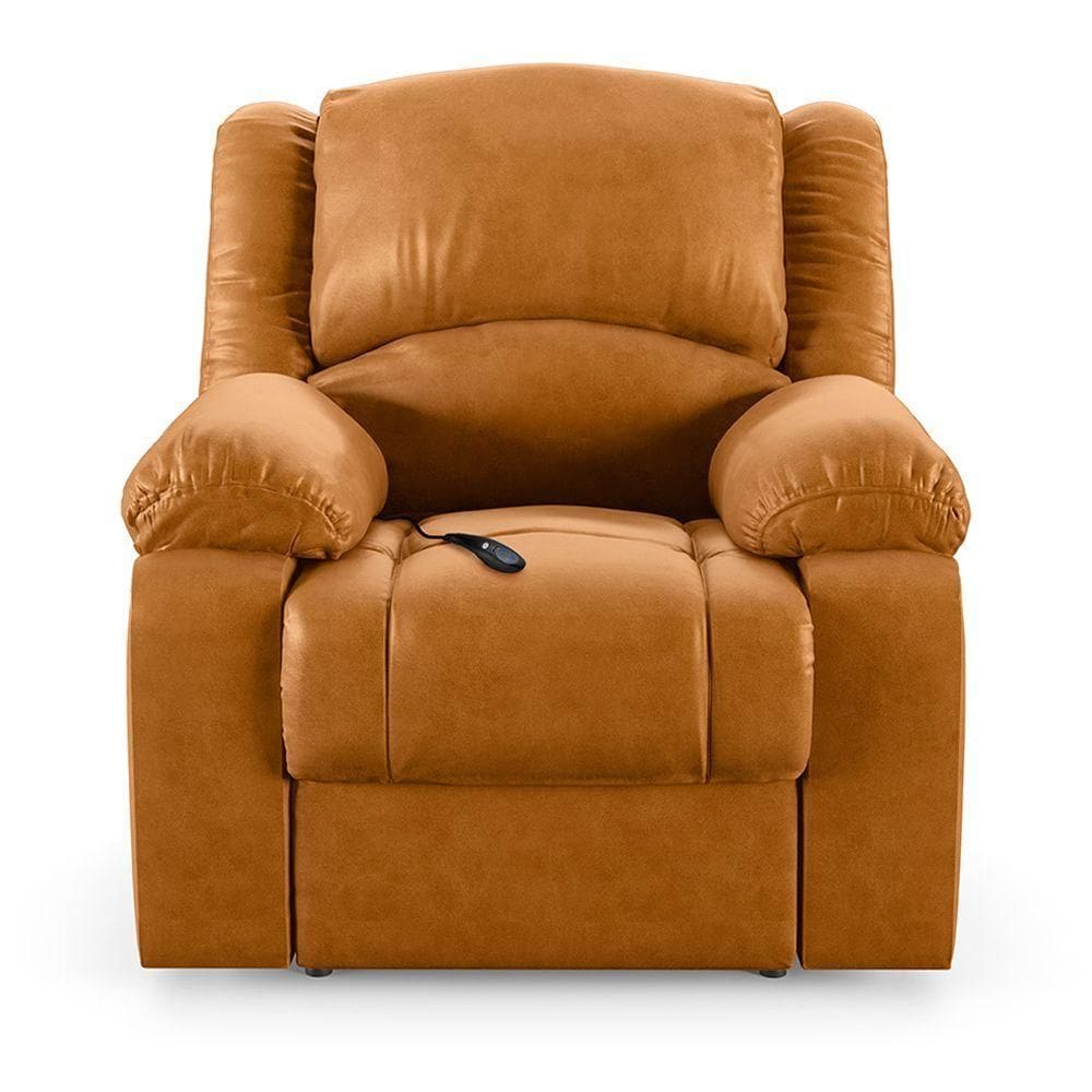 Poltrona Do Papai Reclinável Sala De Cinema Barcelona Controle Elétrico Usb Pu Whisky