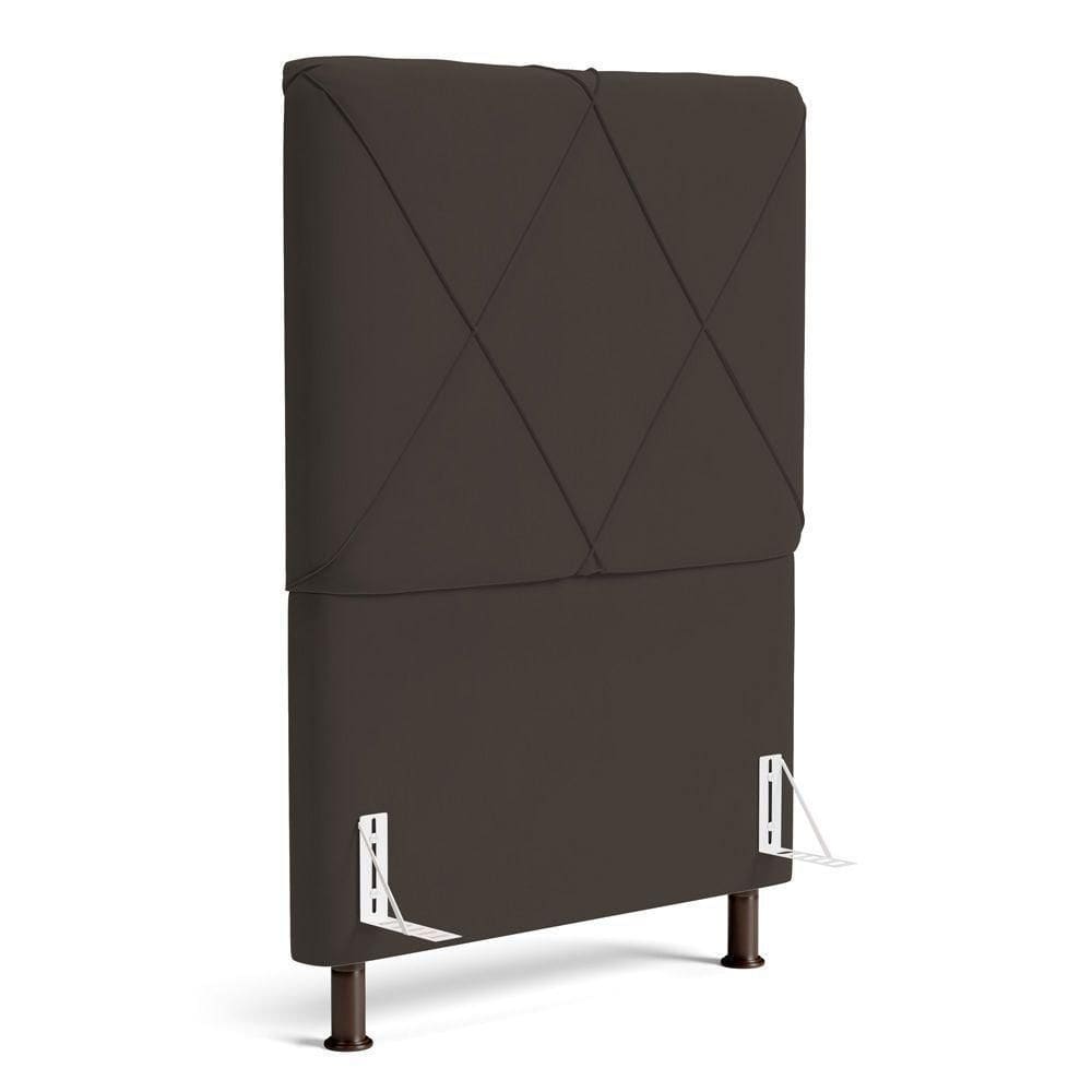 Cabeceira Cama Box Solteiro Mel 90cm Com Frame Suede Marrom - Desk Design