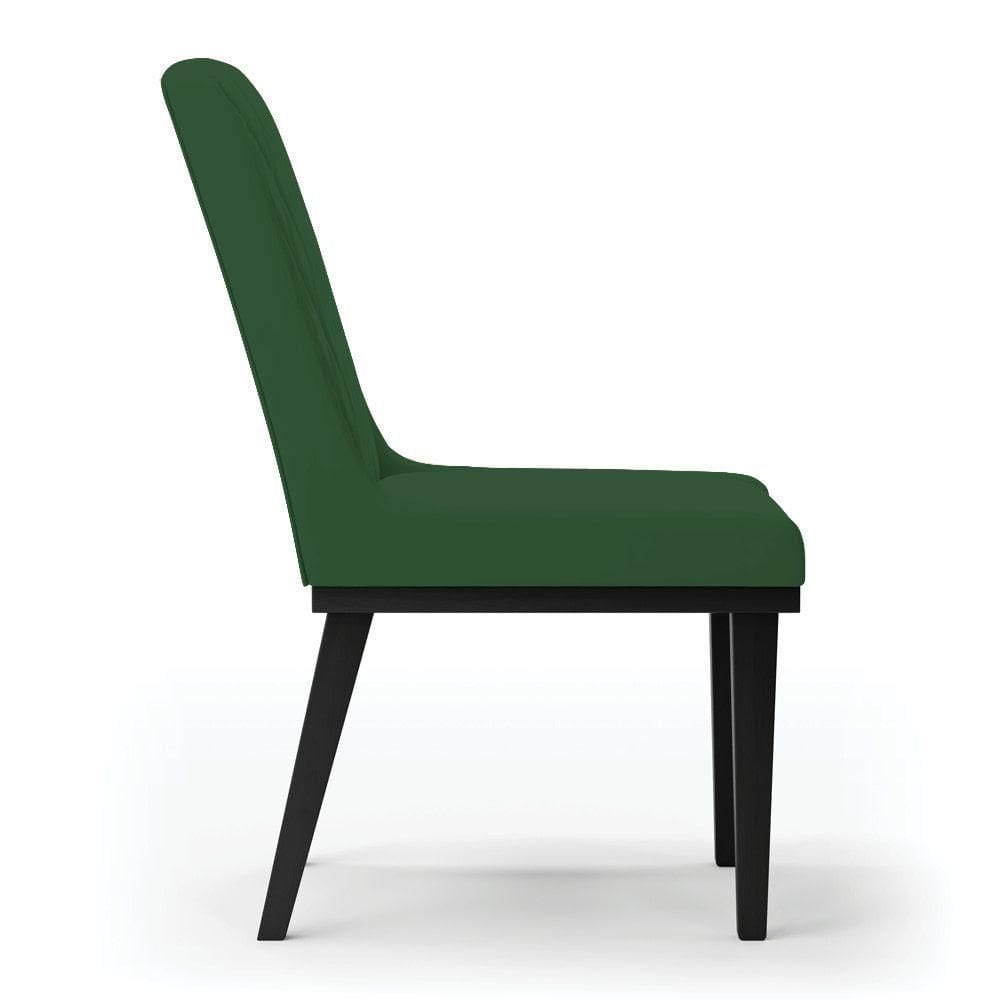 Cadeira Sala De Jantar Base Madeira Preto Sofia Veludo D03 - D`rossi Cor Verde