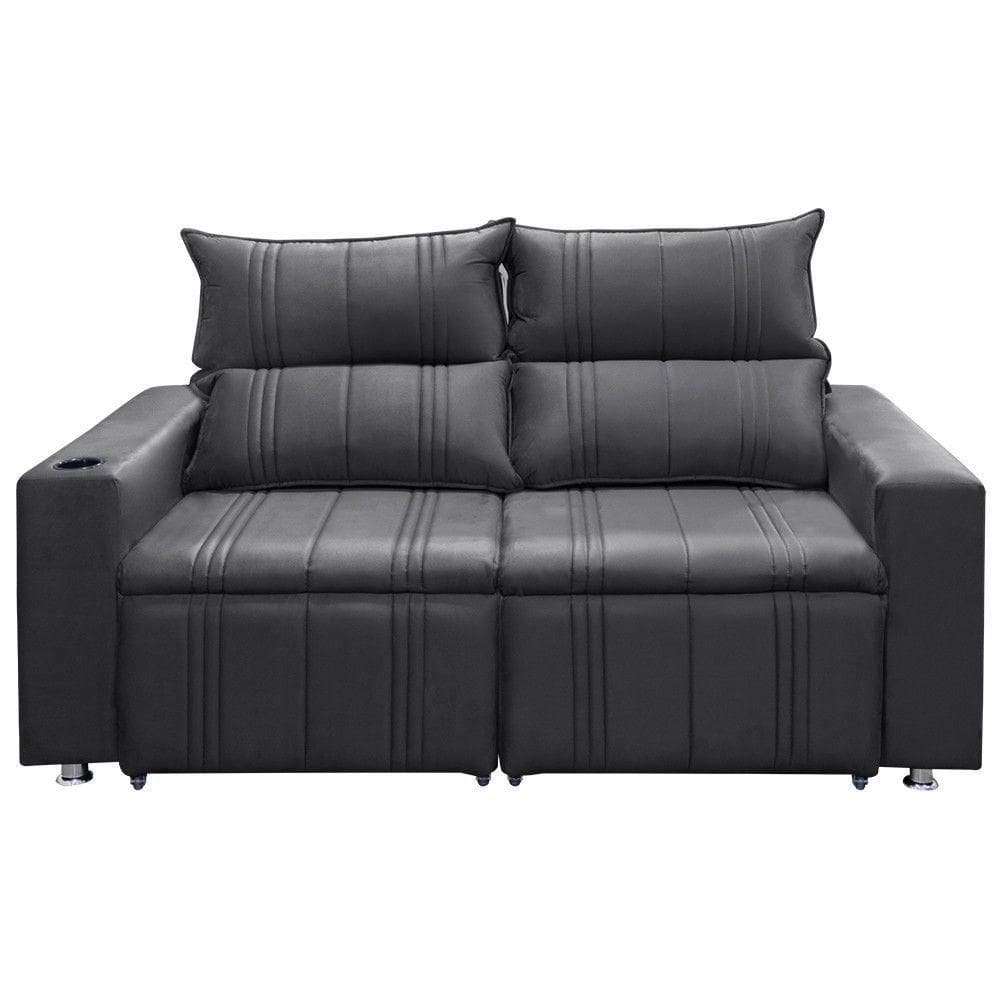 Sofá Retrátil E Reclinável 2 Lugares Madri 1,60m Suede Chumbo