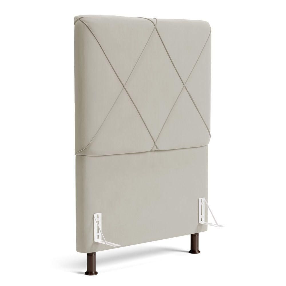 Cabeceira Cama Box Solteiro Mel 90cm Com Frame Suede Bege - Desk Design