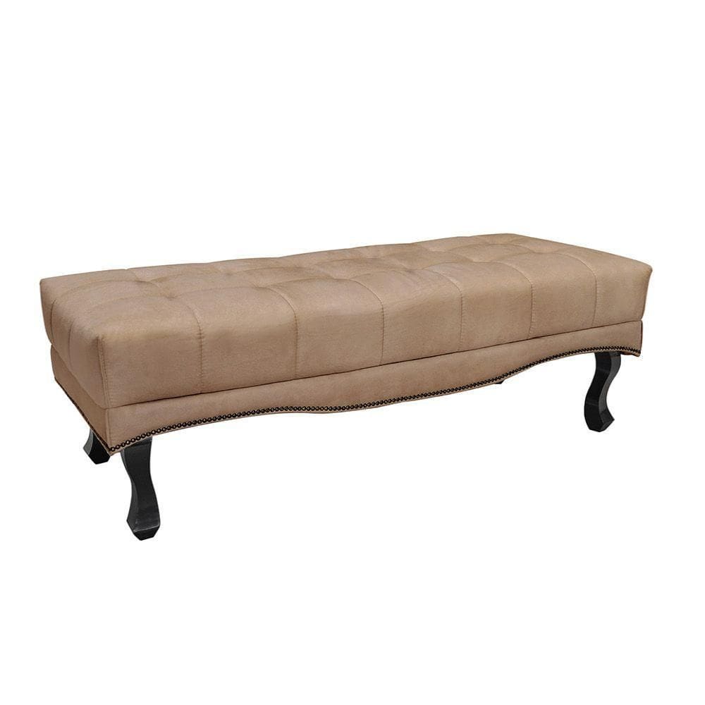 Puff Recamier Retrô Luis Xv Captonê Para Quarto Vicenza 160cm Suede Bege S04 - D`rossi