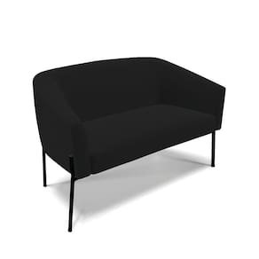 Sofá Namoradeira 2 Lugares Pé De Ferro Preto Stella Linho D03 - D`rossi Cor A79 Preto