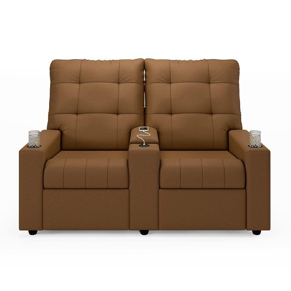 Poltrona Reclinável Para Cinema Parma 2 Lugares Baú Usb Pu Caramelo Fh1 - D`rossi