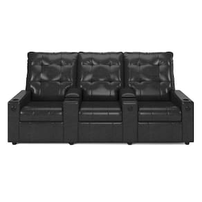 Poltrona Reclinável Para Cinema Parma 3 Lugares Baú Usb Pu Preto Brilho Fh1 - D`rossi